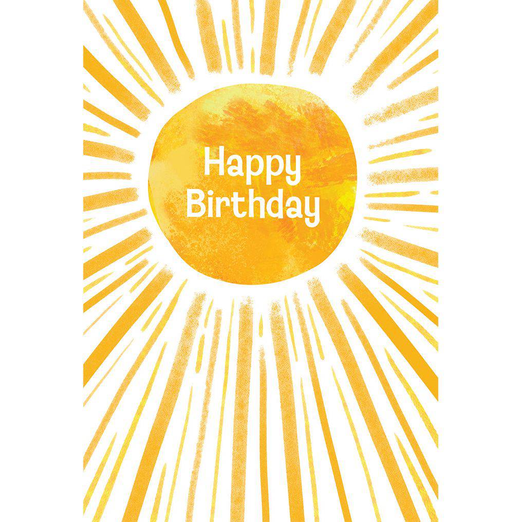 Bright yellow sun birthday card from Pictura's everyday card collection, featuring a cheerful sun illustration.